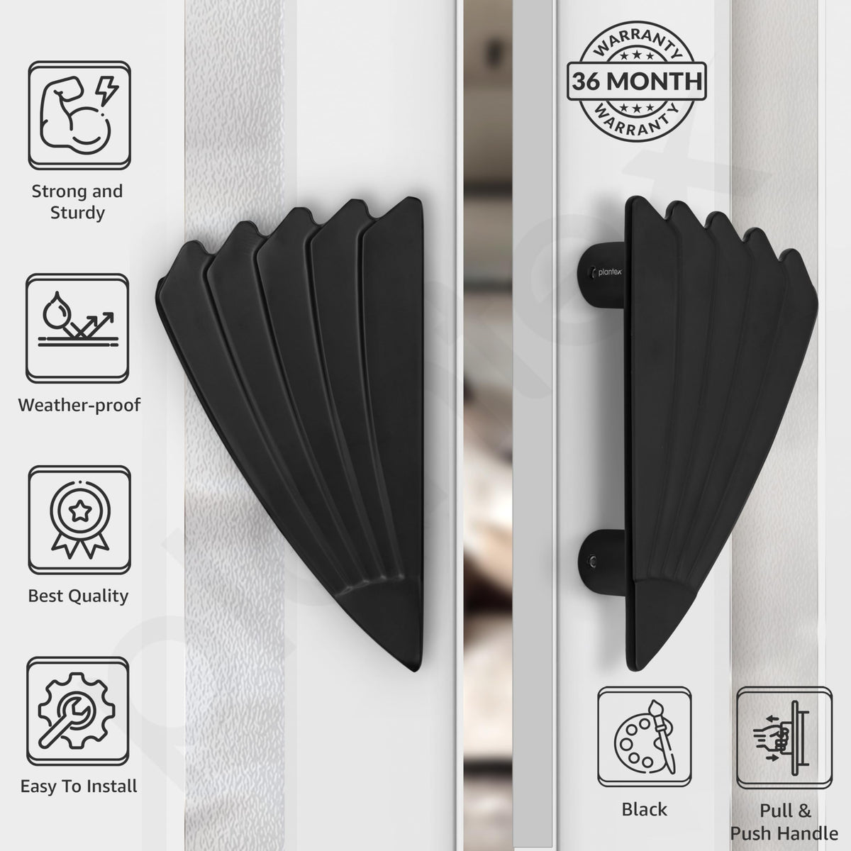 Plantex Door Handle/6 Inch Main Door Handle/Handle for Wooden Door/Pull-Push Door Handle/Door Accessories (Pack of 1, Black)