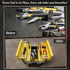 Plantex Tool Box Empty/18" Metal Tool Organizer 5- Compartments Metal Tool Boxs/Empty Tool Boxs/Tools Organizer Box - (Yellow & Black)-5