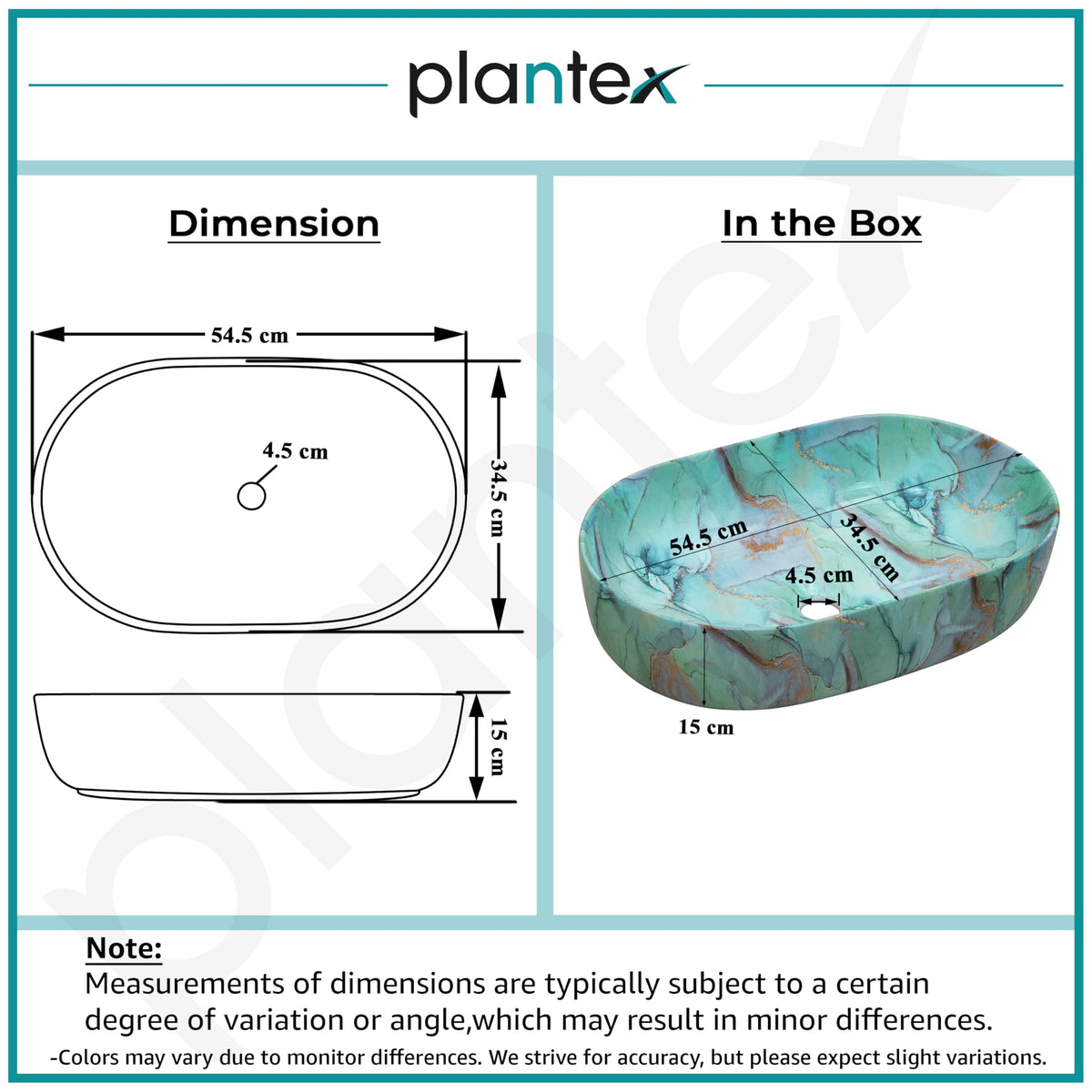 Plantex Ceramic Matt Tabletop Wash Basin for Bathroom/Designer Hand Wash Sink/Oval Countertop Bathroom Sink/Home/Office (21.5 x 13.5 x 6 Inch)-3