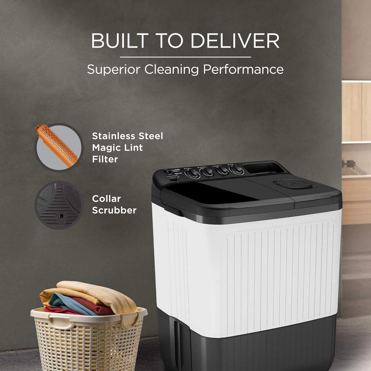Lloyd 8 kg 5 Star Semi Automatic Top Load Washing Machine (GLWS805AODDG)-5