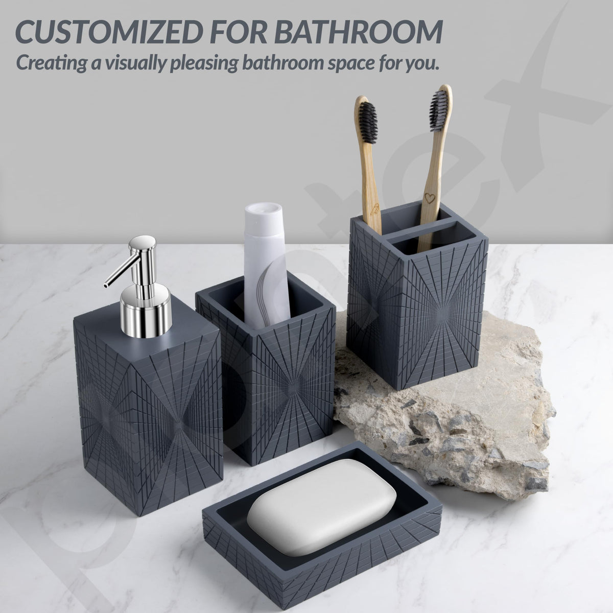 Plantex Polyresin Bathroom Accessories Set Soap Dispenser/Toothbrush Holder/Tumbler Holder/Soap Dish - 4 Piece(924)-6