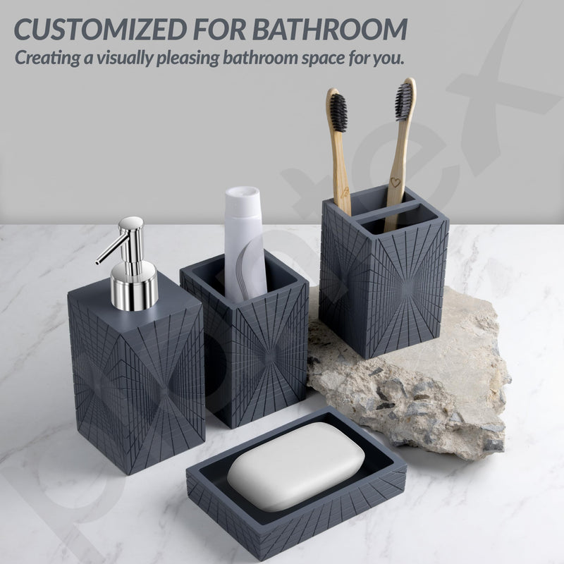 Plantex Polyresin Bathroom Accessories Set Soap Dispenser/Toothbrush Holder/Tumbler Holder/Soap Dish - 4 Piece(924)-6