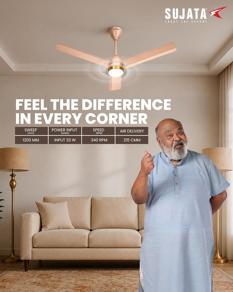 Sujata Slim Air Underlight BLDC 1200 mm Ceiling Fan with Remote (Topaz Gold)-3