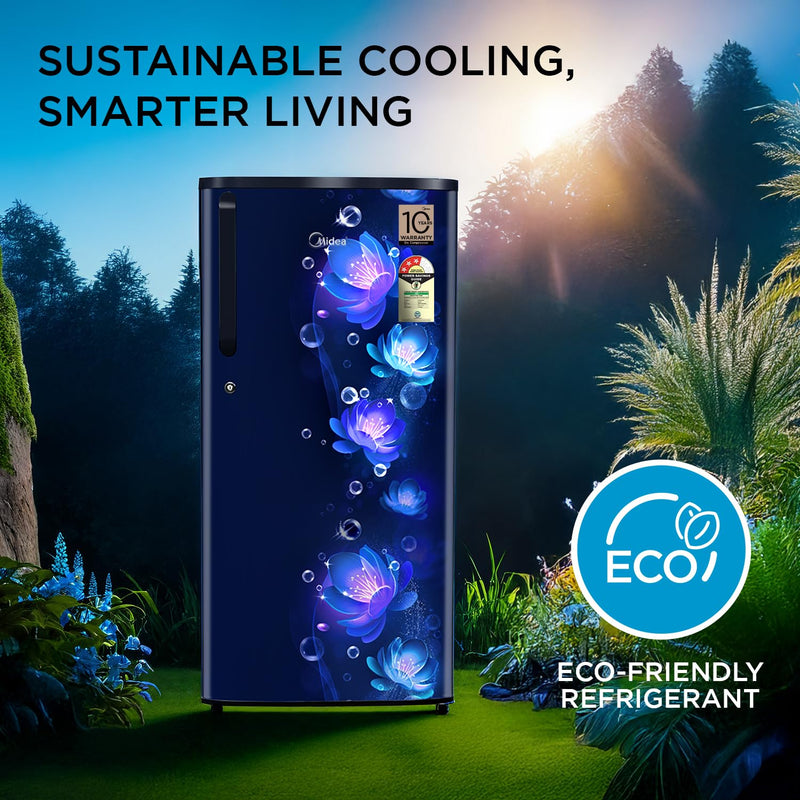 Midea 190 L 3 Star Direct Cool Refrigerator (MRD190D3HPCB, Blue, Flower, 2025 Model)-5