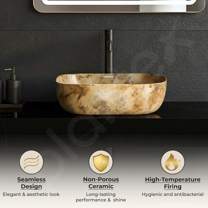 Plantex Basin for Bathroom/Ceramic Table Top/Counter Top Wash Basin (Alpha -NS-137, 18 x 13 x 5.5 Inch)-5