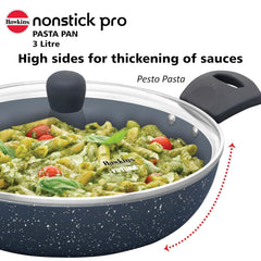 Hawkins Nonstick Induction Pasta Pan, 26 cm Diameter, Granite Fry Pan, Blue (ICP26G)