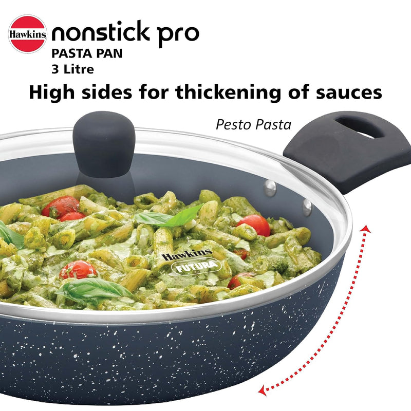 Hawkins Nonstick Induction Pasta Pan, 26 cm Diameter, Granite Fry Pan, Blue (ICP26G)