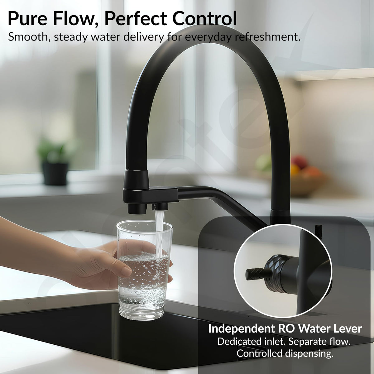Plantex Pure Brass Flexible Tap for Kitchen Sink/Dual Flow Pull Out Sink Mixer Tap Hot and Cold/Movable/Rotable Water Mixer Faucet - (7904, Black)-6