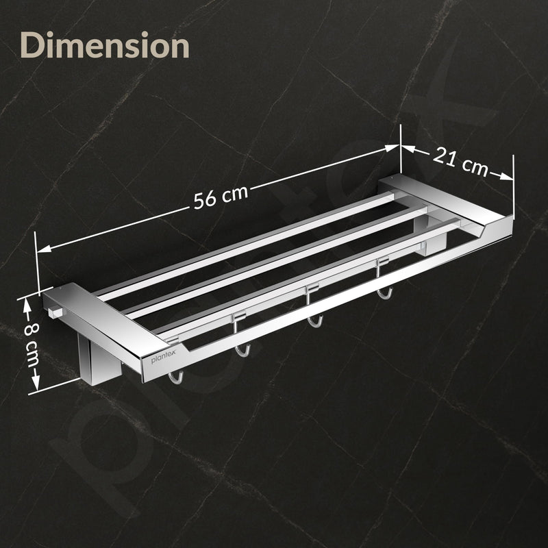 Plantex Towel Rack for Bathroom/304 Grade Stainless Steel Towel Bar/24 Inch Towel Hanger/Towel Stand/Bathroom Accessories - Pack of 1 (Tesla - 2706, Chrome)-2