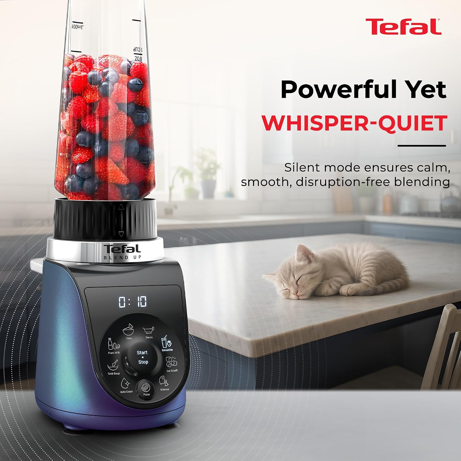 Tefal Blend Up,1000 watt,Powerful Blender, Quiet Mode, 6 Powelix Blades,8 Preset Programmes, Auto Cleaning,2Durable Bottles 0.7L & 0.4L, Smoothies, Protein Shakes, Cocktails, 2 yrs warranty