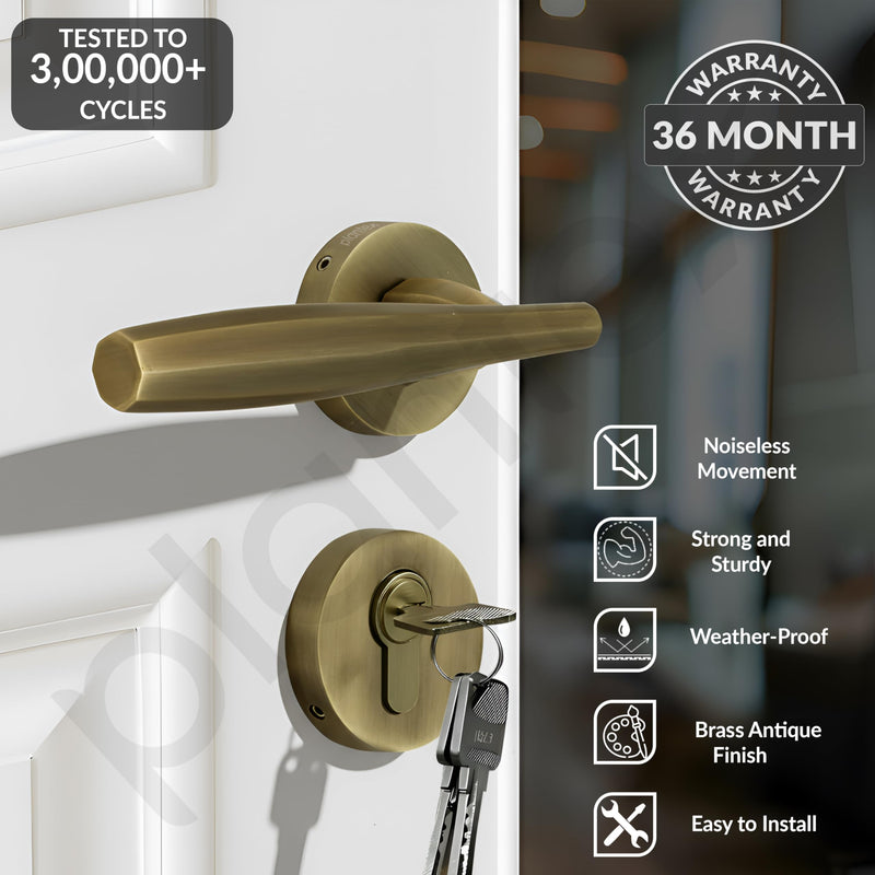 Plantex Main Door Lock Set/Door Lock for Home/Mortise Lock with Brass Lock Body & Cylinder (7135, Brass Antique)-2