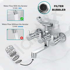 Plantex Telephonic Brass Wall Mixer for Bathroon 2 in 1/Hand Shower 8 Modes/1.5 mtr. Hose Pipe with Self Adhesive Bracket/Bathroom Accessories-2