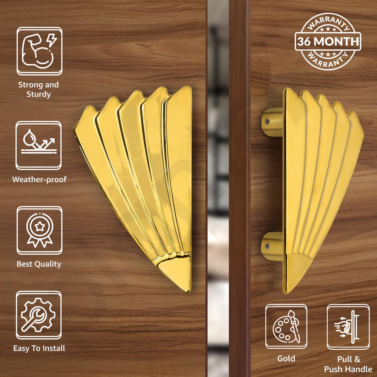 Plantex Door Handle/6 Inch Main Door Handle/Handle for Wooden Door/Pull-Push Door Handle/Door Accessories (Pack of 1, Gold)