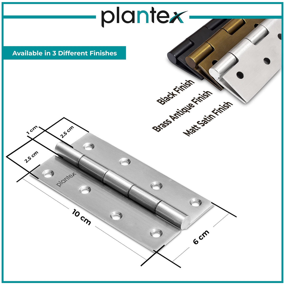 Plantex Stainless Steel Door Butt Hinges 4 inch x 14 Gauge/1.8 mm Thickness Home/Office/Hotel/Hinges for Main Door/Kabja/Soft Close Hinge for Bedroom/Kitchen/Bathroom - Pack of 24 (Satin Matt)-3