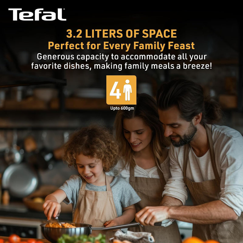 Tefal Easy Fry Air Fryer/Powerful 1200W / Customisable Temperature Control from 80°C to 200°C | 60-Minute Timer| 3.2 L | For Health-conscious Individuals | Multifunctional Cooking | 2 Year Warranty