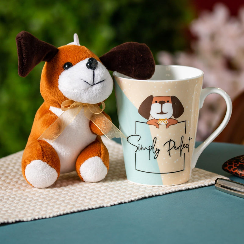 Clay Craft Printed Fine Ceramic Zing Milk Mug with Toy - 340 ml- 1 Piece (Be Happy - Elephant)