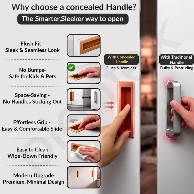 Plantex Sliding Door Handle/Concealed Handle for Sliding Door/96mm Concealed Handle for Wardrobe/Kitchen Cabinet - Pack of 2 (Rose Gold) (Model APS-DTC-3900)-6