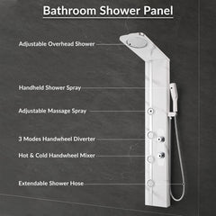 Plantex SS-304 Marble Textured Shower Panel for Bathroom with Showerhead/Hand Shower with Hose Pipe & Clamp/Body Massage Jets/Bathroom Shower System -(KM-8099)-2