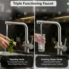 Plantex Kitchen Sink Faucet/Kitchen Tap Handle Brass and Body is 304 Grade Stainless Steel/Double Handle Kitchen Mixer Tap Hot and Cold/360° Swivel Spout Sink Taps - (7908, Matt)-3