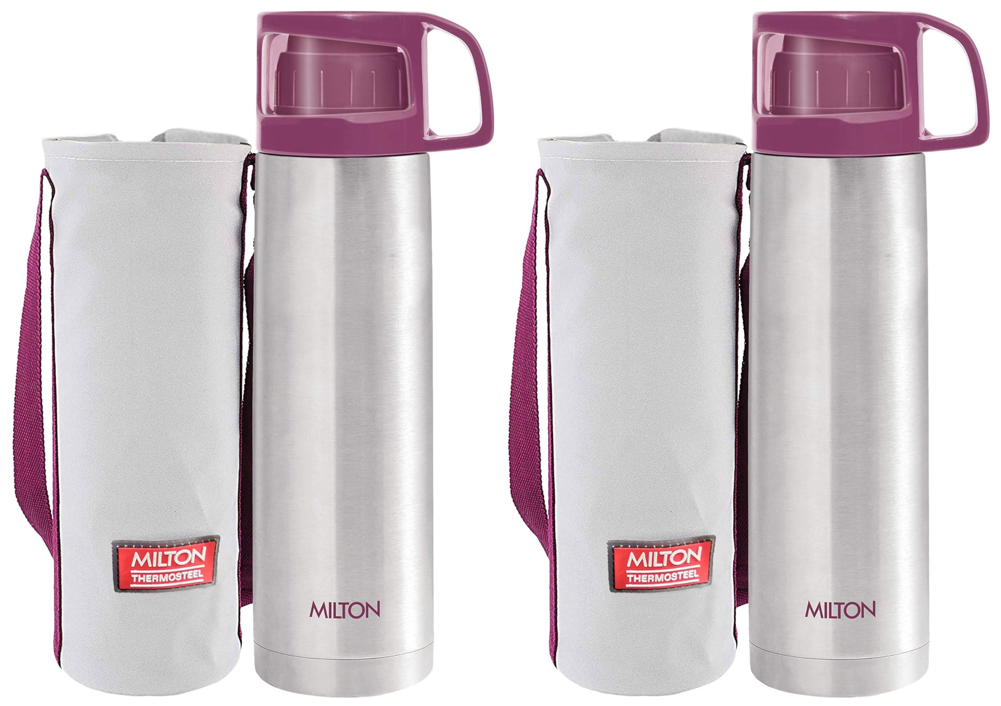 Milton Glassy 500 Thermosteel Vacuum Insulated Double Walled Flask with Drinking Cup lid & Jacket, 500 ml Water Bottles, 24 Hours Hot & Cold, Easy to Carry,Rust Proof, Tea, Coffee, Travel Bottle, Grey