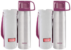 Milton Glassy 500 Thermosteel Vacuum Insulated Double Walled Flask with Drinking Cup lid & Jacket, 500 ml Water Bottles, 24 Hours Hot & Cold, Easy to Carry,Rust Proof, Tea, Coffee, Travel Bottle, Grey