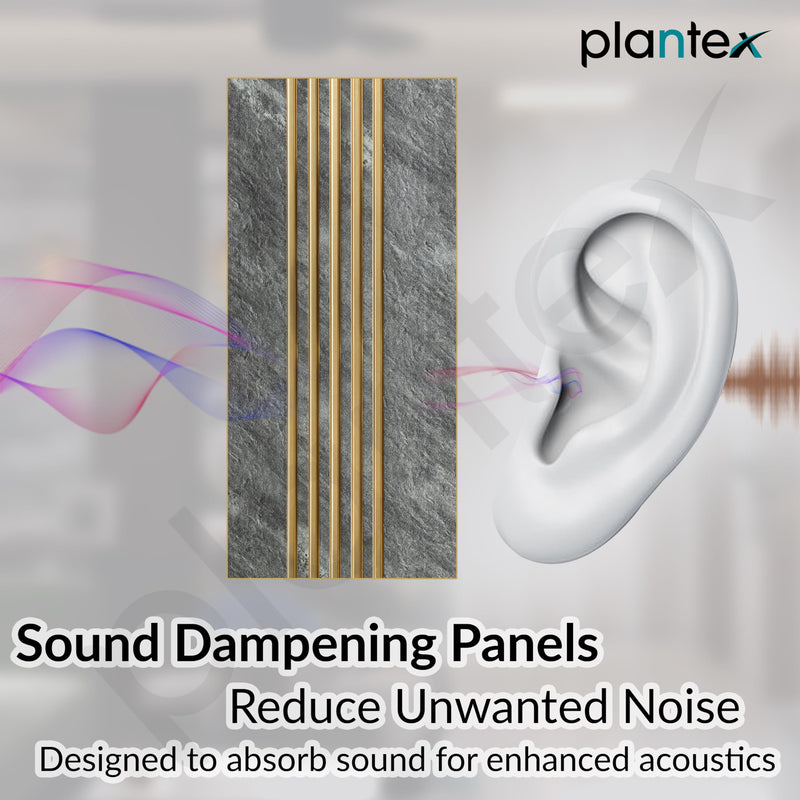 Plantex 3D Wall Panels/Pack of 10 Decorative Louvers for Interior Walls/1x8 Ft Each/80 Sq. Ft Coverage/Charcoal Wall Panels for Hall, Living Room, Office (WD-2209-Textured Grey & Gold)-5