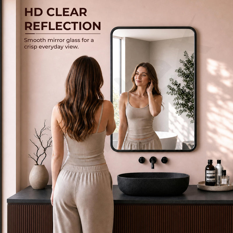 Plantex Aluminium Frame Mirror for Wall/Rectangle Wall Mount Mirror for Bedroom/Dressing Room/Living Room/Entryway - (20x28 Inch-Black)-6