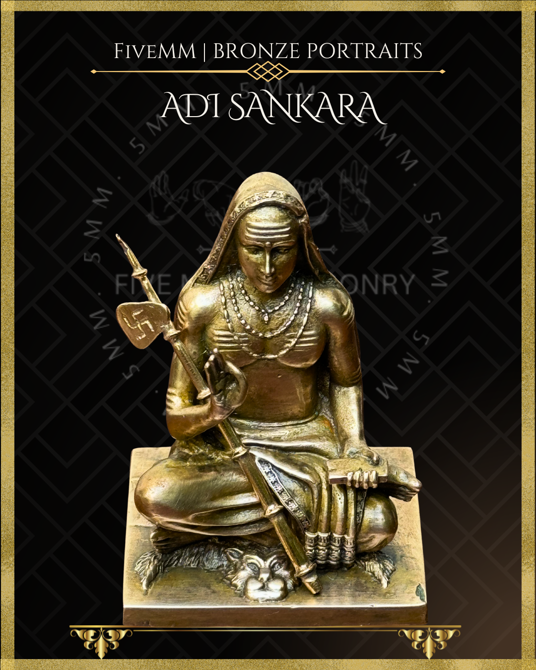 Adi Shankaracharya - 3" Panchaloha Bronze Icon