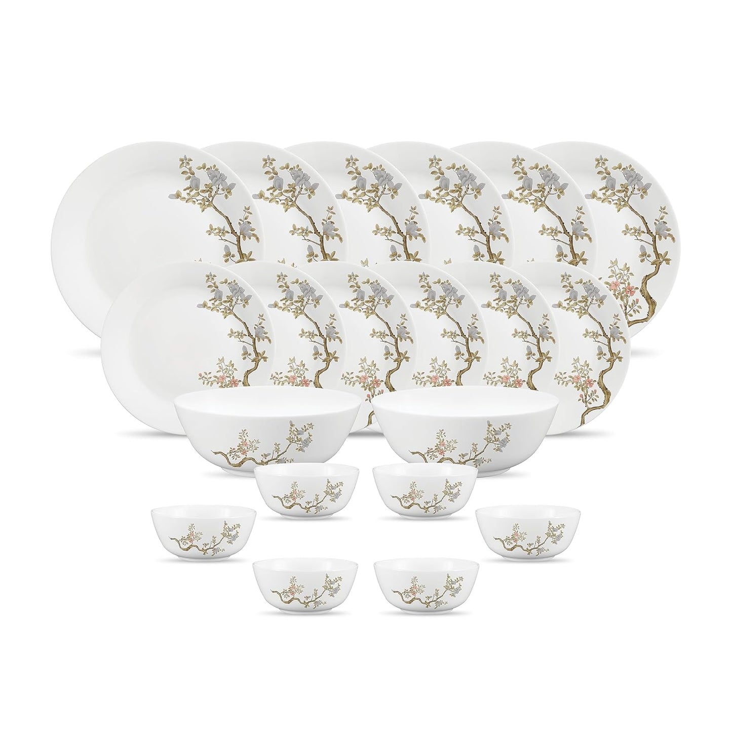 Diva by La Opala, Pearl Collection, Opal Glass Dinner Set 20 pcs, Zen Garden, White