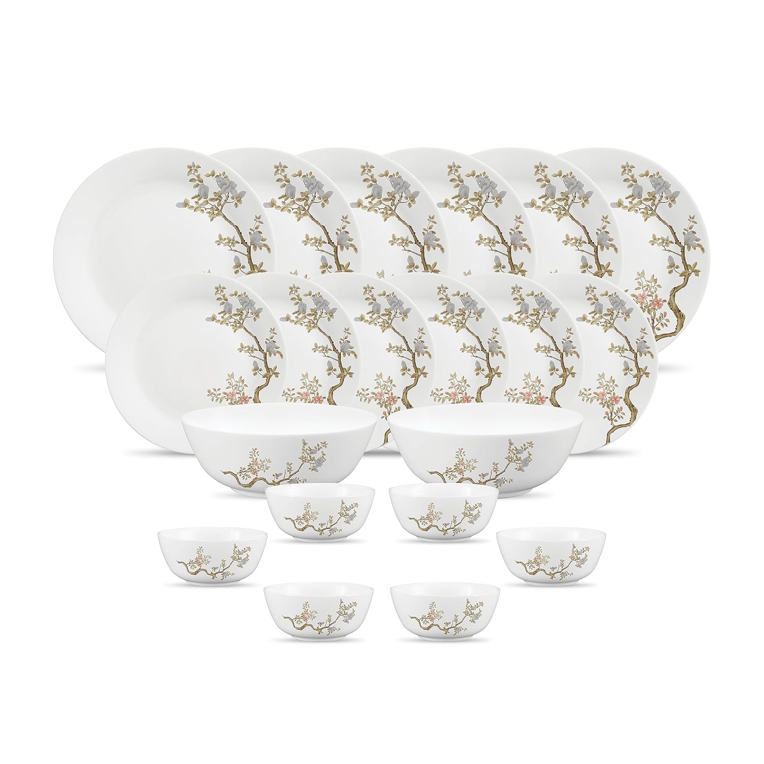 Diva by La Opala, Pearl Collection, Opal Glass Dinner Set 20 pcs, Zen Garden, White