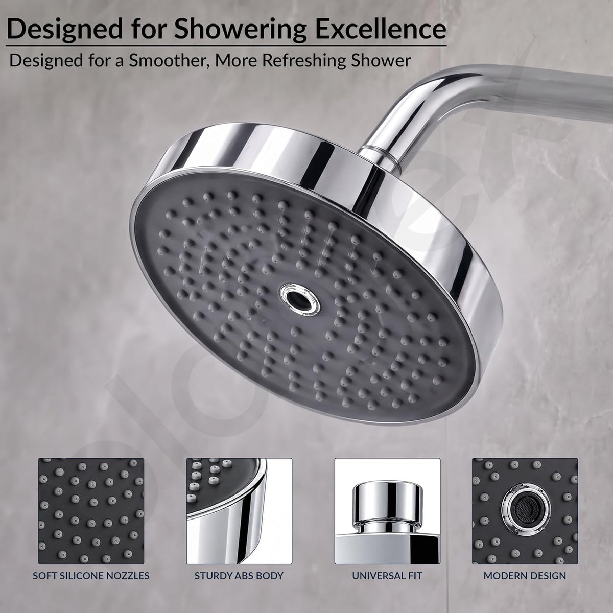 Plantex Shower Head for Bathroom with Shower Arm/Bathroom shower Combo(488) Strong ABS Combo/Rain Shower/Adjustable Head/9 Inch Shower Arm/6 Inch Shower Head-6