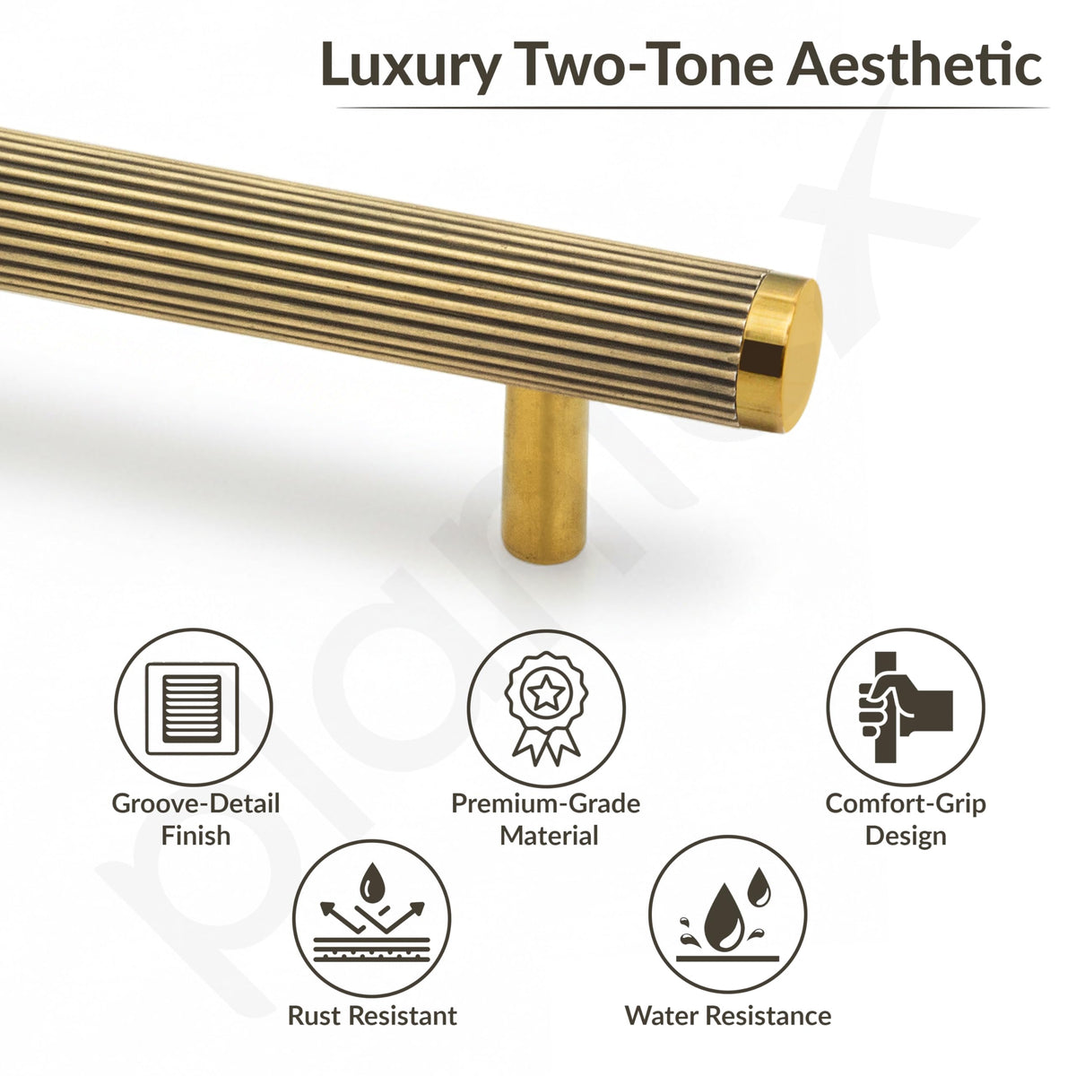 Plantex Stainless Steel & Aluminium Cabinet Handle/450mm Wardrobe Door Handle/Cupboard Pull-Push Handles for Home/Office - Pack of 1 (Brass Antique & Gold)-2