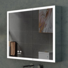Plantex 304 Stainless Steel Bathroom Cabinet with Mirror/Bathroom Cabinet Storage/LED Mirror Cabinet for Wall/Bathroom Organiser Cabinet (19x19 Inch- Defogger/Chrome)-1