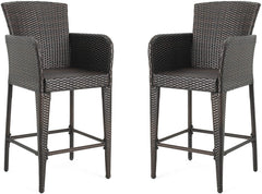 Quirino Outdoor Patio Bar Chair 2 Chairs For Balcony (Brown)
