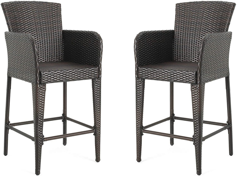 Quirino Outdoor Patio Bar Chair 2 Chairs For Balcony (Brown)
