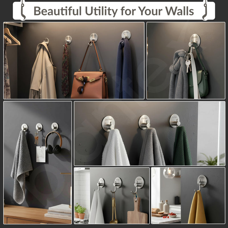 Plantex Wall Hanging Hook/Bath Towel Hook/Self Adhesive Round Robe Hooks for Kitchen/Bathroom/Stylish Home Decor Items - Pack of 4 (Chrome)-5