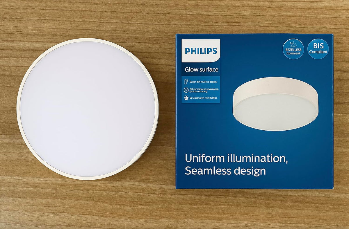 Philips LED Glow Surface Downlight Metal Body, Trim Less Sleek and Energy-efficient Surface Mount Light (3000k - Warm white, B0FLQ978LS)