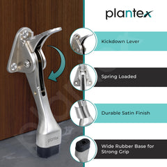 Plantex Hydraulic Door Stopper/Heavy Duty 5 Inch Gate Stopper for Home/Door Stops - Pack of 2 (186-Satin)-4