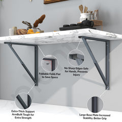 Plantex 24 Inch Foldable Table Bracket/Space Saving Wall Bracket/GI Steel Multipurpose Shelf Bracket/Folding Bracket for Home & Office - Pair of 1 (Grey)-2