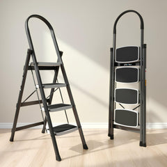 Plantex Steel 3 Step Ladder for Home/Wide Anti Skid 3 Step Ladder Foldable/5 Year Manufacturer Warranty By Plantex(Gray & White)