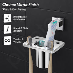 Plantex 304 Grade Stainless Steel Tooth Brush Holder/Tumbler Holder/Bathroom Accessories - Splash (Chrome)-5