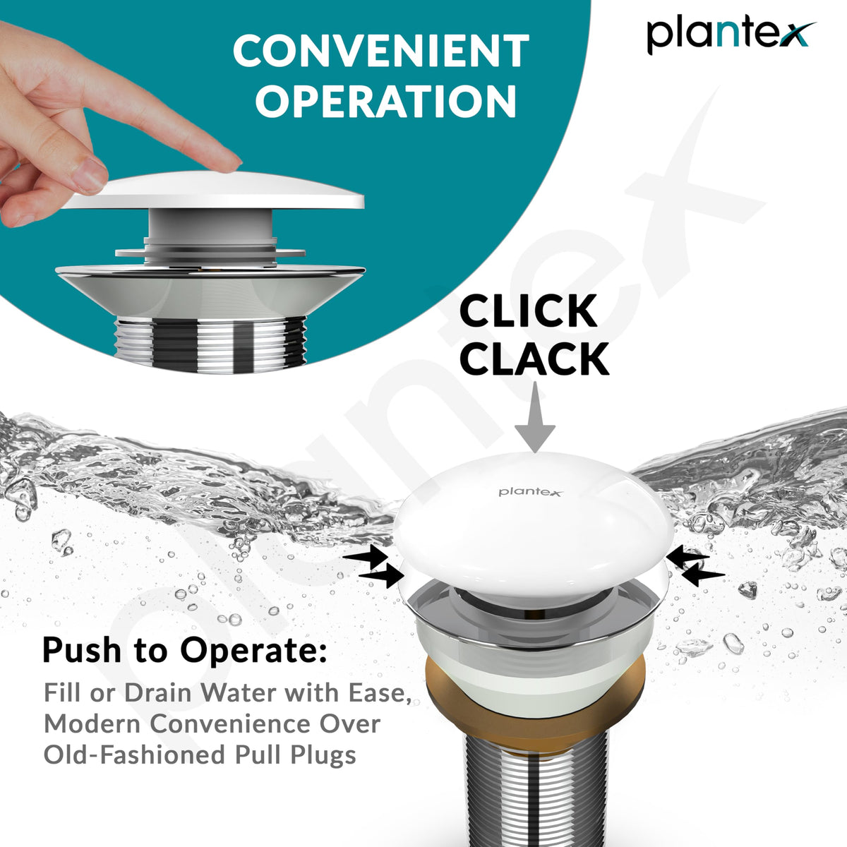 Plantex Pure Brass Waste Coupling for Wash Basin/3 inch Drain Out let System Full Thread Pop up Waste Coupling (White - Pack of 1)-4