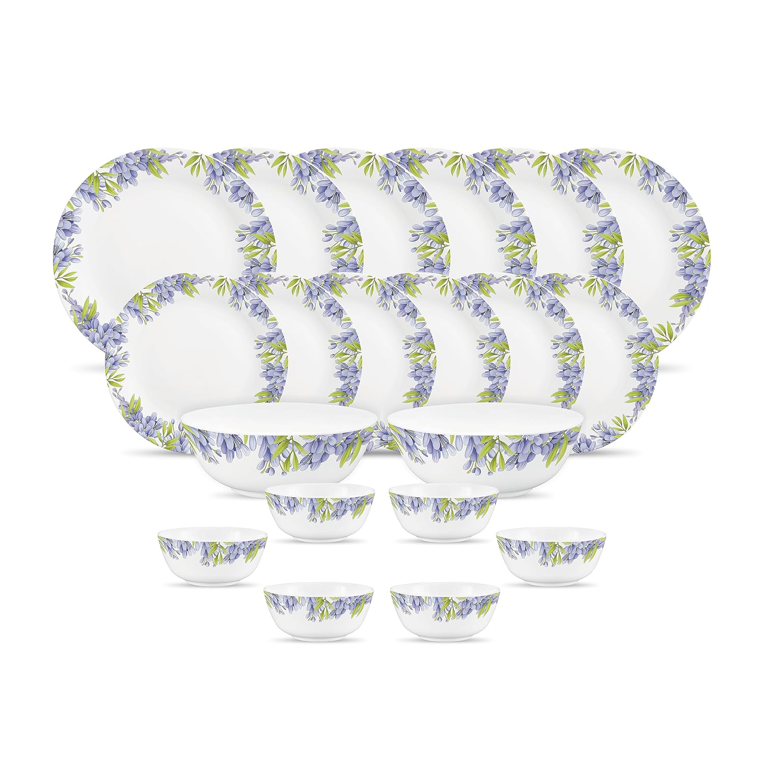 Diva by La Opala, Pearl Collection, Opal Glass Dinner Set 20 pcs, Lively Hues, White