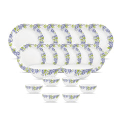 Diva by La Opala, Pearl Collection, Opal Glass Dinner Set 20 pcs, Lively Hues, White