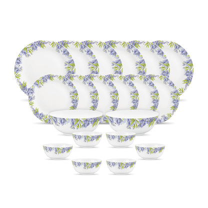 Diva by La Opala, Pearl Collection, Opal Glass Dinner Set 20 pcs, Lively Hues, White