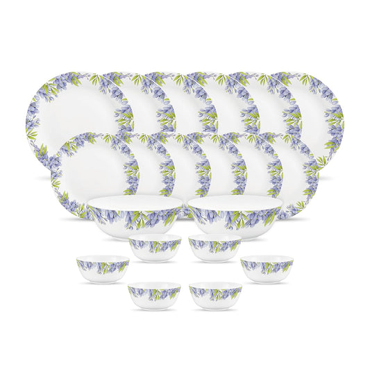 Diva by La Opala, Pearl Collection, Opal Glass Dinner Set 20 pcs, Lively Hues, White