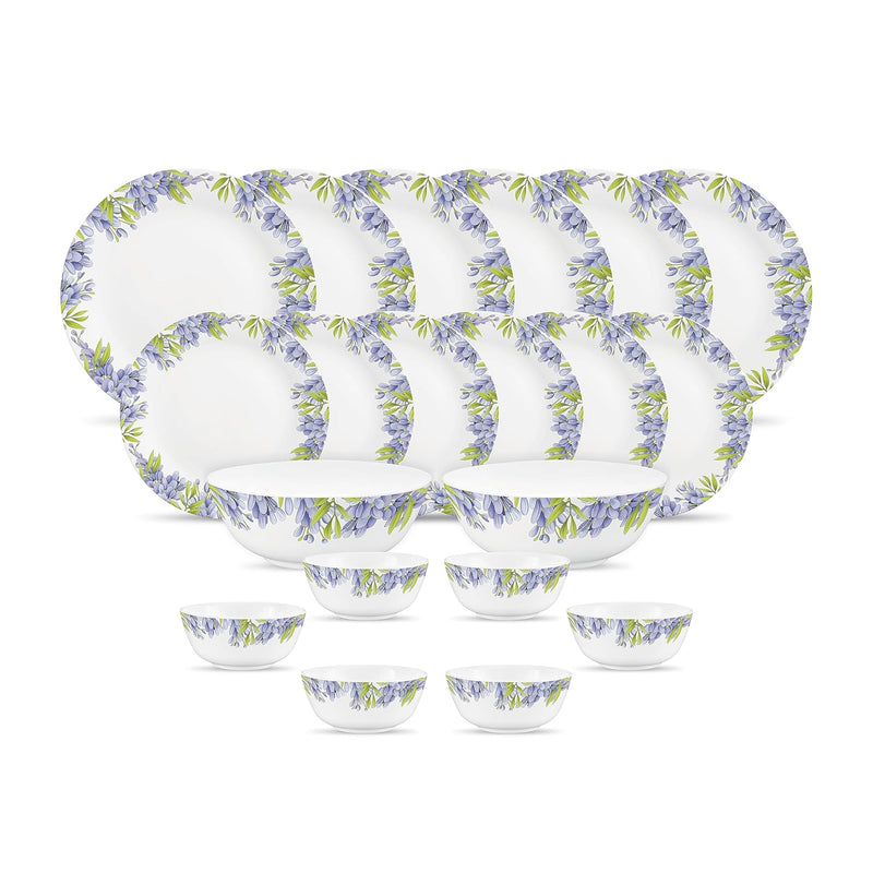 Diva by La Opala, Pearl Collection, Opal Glass Dinner Set 20 pcs, Lively Hues, White