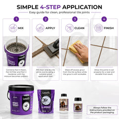 Plantex Lexora Epoxy Grout/3-Part Epoxide Resin Tile Grout/Floor & Wall Tiles Joints/Waterproof & Stain Proof/Bathroom & Industrial Use - 1 kg (Show White)-3