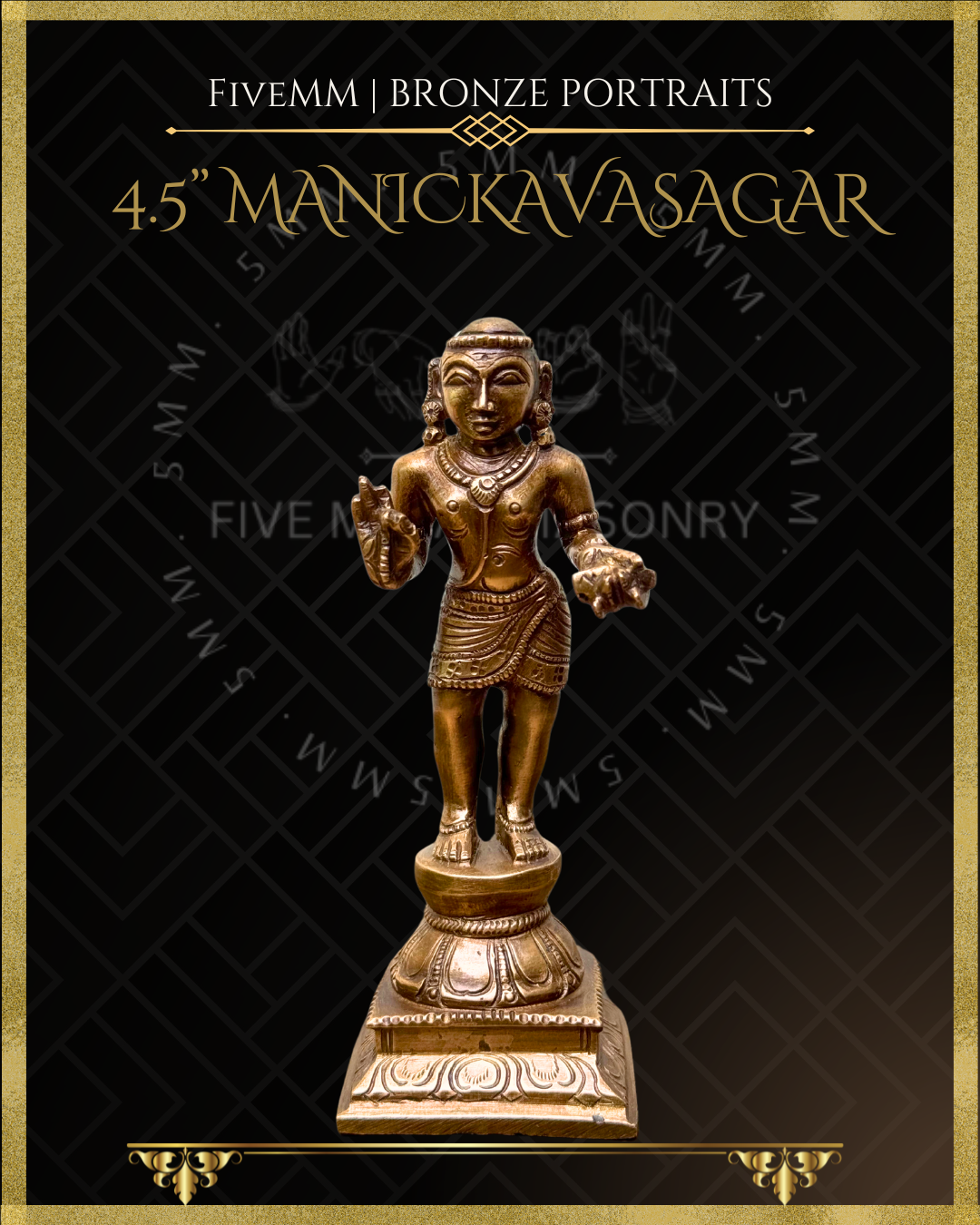 Manickavasagar | Tamil Saiva Saint Panchaloha Bronze Icon - 4.5"