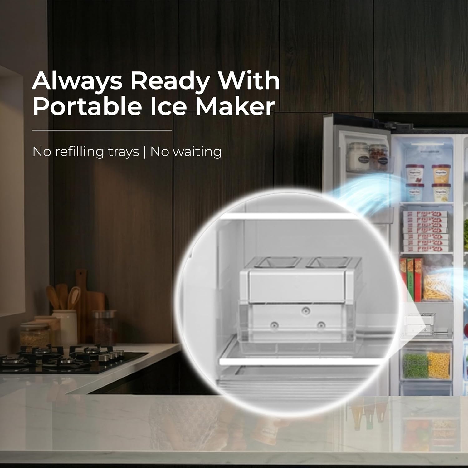 Midea 563 L Inverter Compressor with Multi Air Flow Cooling, Digital Display, Side by Side Refrigerator (MDRS710FGF46, Portable Ice Maker, Frost Free, Bru-Steel Finish)